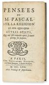 PASCAL, BLAISE. Pensées . . . sur la Religion. 1670. C.H. St. John Hornby''s copy, bound by Katherine Adams.